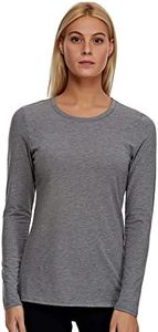 Felina Women's Key Item Long Sleeve Crew Neck Tee Sleepwear, Medium Heather Gray, S