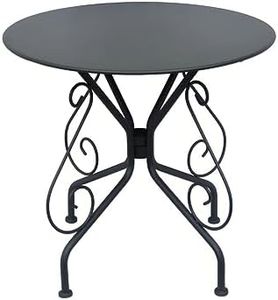 Vente-unique - Table de Jardin D.80 cm en métal fa�çon Fer forgé - Anthracite - GUERMANTES de MYLIA