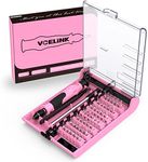 VCELINK Precision Screwdriver Set, 45 in 1 Magnetic Mini Screwdriver Kit, Tweezers & Extension Shaft for Toy, Phone, Tablet, Game Console Repairing, Pink Small Screw Driver Set Gift for Women