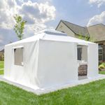 Gazebo Accessories 12' x 16' Universal Winter Gazebo Cover for Hardtop Gazebos,Enclosed Cover with Sidewalls and Mesh Windows Waterproof (White) by domi outdoor living