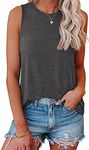 isermeo Tank Tops for Women Basic Summer Sleeveless Shirts Women Tops Dark Grey XL