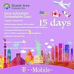 North America Mobile Travel Plan(USA Travel sim Card): Flexible Days(15 Days Included), Unlimited Data/Calls/Texts, T-Mobile SIM (15 Days)