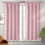 BGment Baby Pink Room Darkening Curtains for Short Window - Rod Pocket Thermal Insulated Blackout Curtains for Girl Bedroom, 42 x 45 Inch, 2 Panels