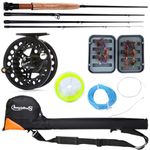 Sougayilang Saltwater Freshwater Fly Fishing Rod with Reel Combo Kit (Black Kits with Bag)