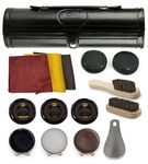 12PC Shoe Polish & Care Kit, Leather Shoe Shine Kit with Brown Wax, Shoe Brushes for Polishing, Compact Shoe Cleaning Kit