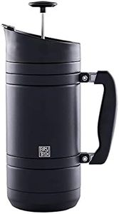 BruTrek BaseCamp Coffee Press - Double Wall Insulated Stainless Steel - Bru-Stop Technology, No Grounds in Coffee, No Spill Lid (Obsidian, 48 fl.oz)