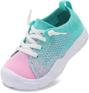 LeIsfIt Toddler Barefoot Shoes Girls Boys Lightweight Sneakers Kids Tennis Shoes Slip on Shoes Pink Green Size 5