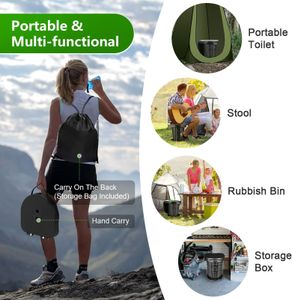 imodomio Portable Folding Camping Toilet with Lid & Bags – 180kg Load