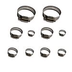 Hose Clamp, 10 Pack 304 Stainless Steel Adjustable 6-51mm Range Worm Gear Hose Clamp, Fuel Pipe Clamps for Automobiles, Pipelines and Mechanical Application