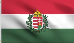 DMSE Hungary Hungarian Magyarország Crest Coat of Arms Flag 3X5 Ft Foot 100% Polyester 100D Flag UV Resistant (3' X 5' Ft Foot)