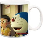 CHHAAP Doremon Cartoon Hangama TV Doremon and Nobita Design Hd Printed Microwave Safe Ceramic Coffee Mug (350 ml, White) (CR2 03)