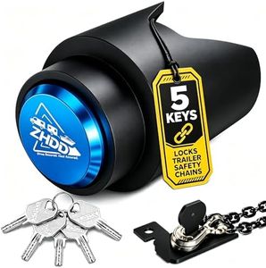 ZHDD Trailer Hitch Lock for 2 Inch Coupler with Safety Chain Lock, Heavy Duty Anti-Theft Trailer Tongue Coupler Lock for RV, Boat, Utility & Cargo Trailers (Blue)