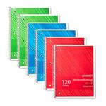 Spiral Notebook, 3-Subject College Ruled 120 Sheets, Spiral Bound School Note books, Lined Paper, Home School Supplies for College Students & K-12, 10 1/2" x 8, Assorted Colors - 6 Pack