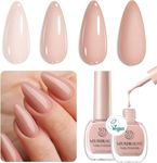 AZUREBEAUTY Nail Polish Set, Vegan Light Brown Nail Polish Quick Dry Natural Infinite Shine Nail Lacquer Fingernail Polish Strengthening Treatment Kit Salon-Quality for Women 2 PCS 0.34 oz Each