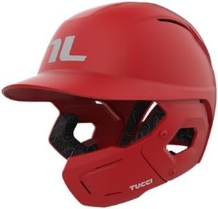 TUCCI Potenza Batting Helmet with Jaw Flap, S/M, Matte Scarlet, Right-Handed Hitter