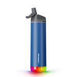 HidrateSpark Steel Smart Water Bottle - Tracks Water Intake & Glows to Remind You to Stay Hydrated, Straw, 21oz, Deep Blue