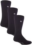 HEAT HOLDERS - 3 Pair Multipack Mens Slipper Socks with Grips for Winter | Thick Indoor Non Slip Thermal Socks (12-14, Black/Grey)
