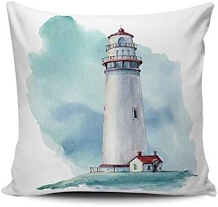 Fanaing Watercolor Lighthouse Pillowcase Home Sofa Decorative 16X16 Inch Square Throw Pillow Case Cushion Covers Double Sided Printed