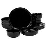 Gibson Home Oslo 12-Piece Porcelain Chip and Scratch Resistant Dinnerware Set, Black,Service for 4