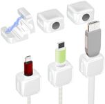 Nozibye 6 Pack Magnetic Cable Clips,Cable Management,Adhesive Cord Organizer,Wire Holder Keeper,USB Charger Holder for Home & Office,Desk Phone,Wall Kitchen,Car Desktop Nightstand (White)