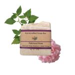 Patchouli Rose Handcrafted Soap Bar, Moisturising Vegan Soap, Natural Exfoliating Soap with Cocoa Butter & Almond Oil, Zero Waste Travel Soap, No Chemicals and Preservatives, 100g - The Natural Spa