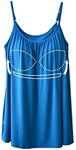 ANYFITTING Camisoles with Built in Bra Padded Tank Tops for Women Womens Pyjamas Shirt 124 Sky Blue S