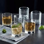 Jinelza Italian Premium Crystal Hexa Shape Whiskey Glass Diamond Cut Whiskey Glass Seamless Design Whiskey Glass Old Fashioned Cocktail Tumblers 200ML Set of 6