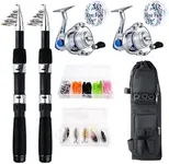 Telescopic Fishing Rod Reel Kit 2pcs 6.89FT Collapsible Spinning Pole Reel Combo Compact Fishing Lures Tackle Accessories Lightweight Travel Fishing Gear Set for Saltwater Freshwater Fishermen Gift