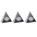 3 Pack LED Stainless Steel Under Cabinet Triangular Head Light Kit with Driver | 2W 100lm 4000k Cool White | Kitchen Lighting | Easy Plug & Play System | 12V Low Voltage