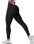 Qmttoae High Waisted Gym Leggings Women Contour 2.0 Seamless Leggings Scrunch Butt Lifting Workout Leggings Booty Yoga Pants (Black,M)