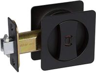 Delaney Hardware 370104 Black Contemporary Privacy Square Pocket Door Lock with Edge Pulls and Color Coded Indicators, Black Pocket Door Hardware, Pocket Door Lock, Sliding Door Lock