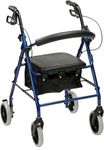 Drive Devilbiss R6 Blue Aluminium Rollator with Padded Seat and Vinyl Underseat Bag