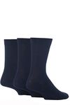 SockShop Men's Comfort Cuff Socks - Striped and Plain Soft Breathable & Cooling Bamboo Material Multipack of 3 Pairs Navy 7-11