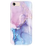 luolnh Compatible with iPhone SE 2022 Case/iPhone SE 2020 Case,iPhone 7 8 Case,Marble Design,Shockproof Bumper Silicone Skin Cover Case for iPhone 6 6s 7 8(Dream Purple)