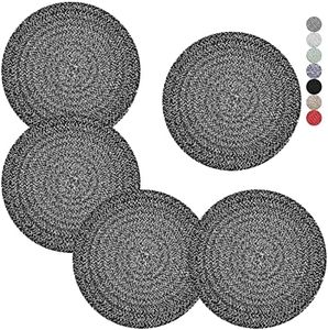 Trivets for Hot Pots and Pans 8 inches 5 Pcs, Trivet for Hot Dishes, Hot Pads for Kitchen Table, Large Coasters Cotton Mat to Protect Counter, Cooking Potholder Set (Deep Grey, 5)