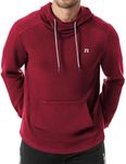 JMIERR Fall 2024 Sweatshirts for Mens Plain Drawstring Hooded Pullover Long Sleeve Active Sport Sweatshirt with Zipper Pockets, US43(L), A Burgundy