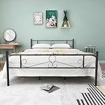 HOMERECOMMEND Metal Bed Frame King Size Platform Heavy Duty Steel Slabs with Headboard and Footboard Sturdy Premium Steel Slat Support (Black)