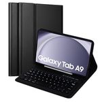 For Galaxy Tablet A9 Keyboard Case, Keyboard Case for Samsung Galaxy Tab A9 8.7" 2023 SM-X110/X115/X117, Slim PU Cover with Magnetically Detachable Wireless Keyboard Cover for Tab A9 (Black).