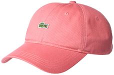 Lacoste Men's Little Croc Twill Adjustable Leather Strap Hat, Amaryllis, One size