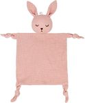 Organic Cotton Muslin Lovey Blanket, Organic Cotton Muslin Bunny Security Blanket Soft & Breathable Lovie Baby Gifts for Boys and Girls