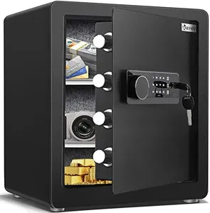 Kavey 2.0 Cub Safe Box, Home Safe with Dual Warning Alarm and LED Light, Money Safe with Digital Touch Screen Keypad and Double Removable Shelf, Safe Box for Home Hotel Office