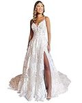 POMUYOO White Lace Wedding Dresses 