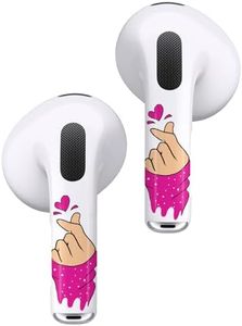 ROCKMAX for Pink AirPods Skin Accessories, Finger Heart Sticker Wrap for Women and Girls, Thin Tattoos Compatible to AirPods Pro 3rd Generation Case Cover, Ear Buds 3 Decal with Cleaning Kit