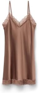Intimissimi Silk Slip with Lace Insert Detail Natural M