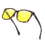 Myiaur Polarised Night Driving Glasses for Women Yellow Lens Night Vision Anti-Glare Headlight Glasses for Nighttime/Rainy/Foggy Stylish Square