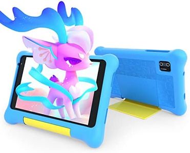 Hakaug Kid Tablet 7 inch Android 13 Quad Core 5 GB RAM 32 GB ROM 128 GB Extendable 1024x600 IPS Display Parental Control Protable Tablets PC for Kids with Dual Camera Shockproof Case (Blue)