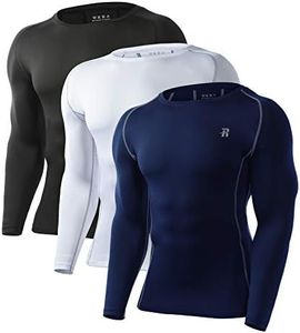 Runhit 3 Pack Compression Shirts for Men Long Sleeve Men's Long Sleeves Fishing T-Shirts Sun UV Protection Shirts Athletic Running Hiking Workout Gym Tops