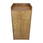 Wooden Litter Bin & Tray Stand Light Oak Melamine Finish Commercial Restaurant Food Hall Takeaway Café Waste Bin Enclosure Cabinet Swing Door MDF FREE 100L Rubbish Bin & Black Vinyl Stickers