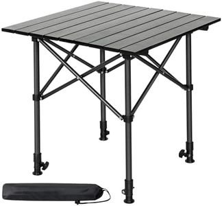 Levede Foldable Camping Table,Lightweight Aluminium Folding Outdoor Table,70×70 cm Wide Portable Camp Table&Picnic TrestleTable,Adjustable 74–90 cm,for Camping Accessories,Camp Kitchen with Carry Bag