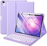 iPad Air 4th 5th Generation Case with Keyboard 10.9 Inch, Folio Keyboard Cover with Pencil Holder for iPad Air 5th Gen 2022/Air 4th Gen 2020, Detachable Backlit Keyboard, Purple